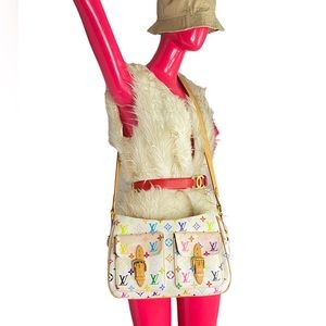 🦄💖🐞💛BEAUTIFUL LOUIS VUITTON BAG MULTICOLOR WHITE GM LIMITED EDITION AUTH💖🦄